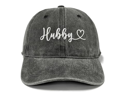 Family Titles Baseball Hat for Grandparents Parents, Relatives Gift - color: Hubby (Washed Black)