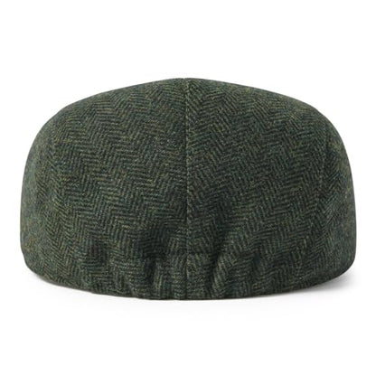 FEINION Men Wool Blend Flat Cap Tweed Newsboy Ivy Hat - color: Herringbone Green
