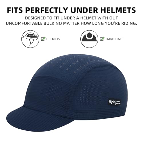 YKYWBIKE Cycling Cap for Men & Women,Sun Protection Cycling Hat Under Cycling Helmet,Cooling Helmet Liner with Sun Visor - color: Dark Blue