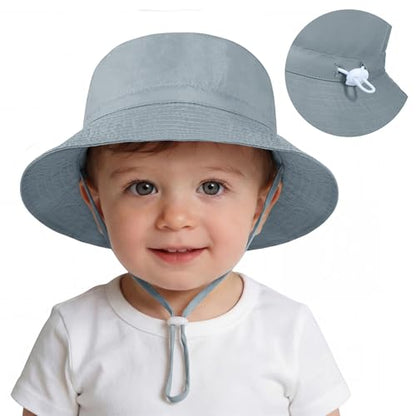 American Trends Baby Sun Hat UPF 50+ Wide Brim Bucket Hat for Boys Girls - color: A 1 Gray, size: 6-24 Months