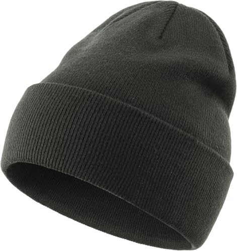 100% Cotton Beanie for Women Men Soft Knit Beanies Warm Winter Hat - color: Grayish Green
