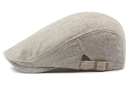 DIYDECAL Mens Flat Cap Newsboy Cap Adjustable Ivy Driving Scally Hat for Men Women - color: Light Grey