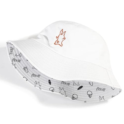 Unisex Bucket Hat Beach Sun Hat Fishing Hat for Men Women Teens, Reversible Double-Side-Wear - color: Rabbit White