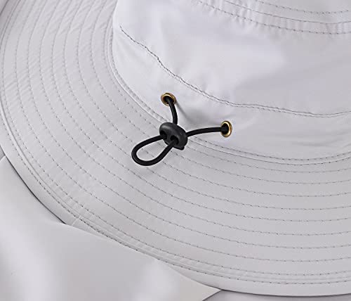 Home Prefer UPF50 Mens Sun Hat with Neck Flap Quick Dry UV Protection Cap Womens Wide Brim Fishing Hat Neck Flap Beach Garden - color: White