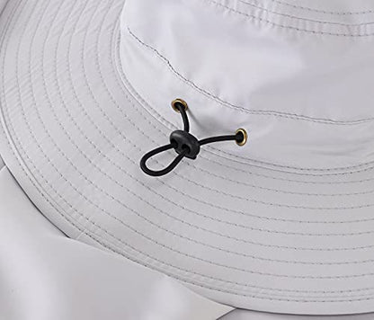 Home Prefer UPF50 Mens Sun Hat with Neck Flap Quick Dry UV Protection Cap Womens Wide Brim Fishing Hat Neck Flap Beach Garden - color: White