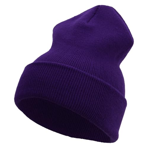 e4Hats.com 12 inch Cuffed Knit Long Beanie - color: Purple