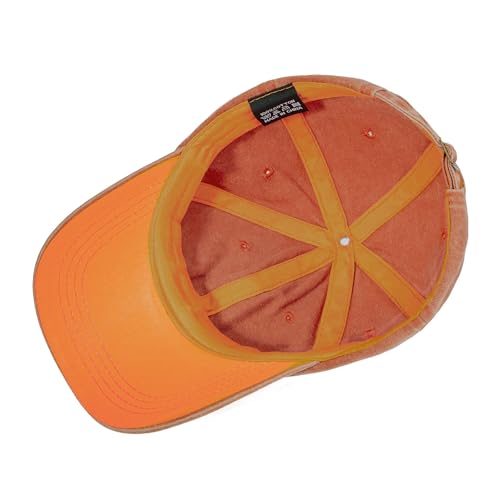 Distressed Washed Cotton Baseball Cap Adjustable Dad Hat for Men Women - color: Z Orange