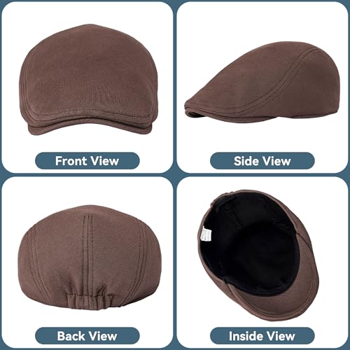 KUJUHA Men's Newsboy Cap Cotton Flat Ivy Gatsby Newsboy Hat Driving Hat Irish Cabbie Hunting Caps Winter Hat - color: Ba_coffee, size: X-Large