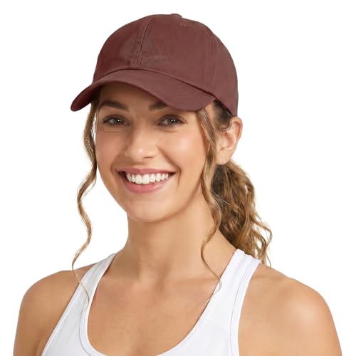 Lvaiz Womens Satin Lined Baseball Cap Washed Cotton Adjustable Dad Hat - color: Coffee Brown