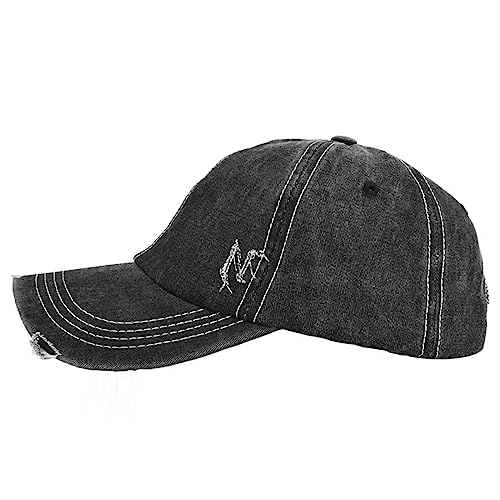 Vintage Washed Distressed Baseball Cap Adjustable Trendy Trucker Hats Unstructured Canvas Dad Hat for Mens Womens Black