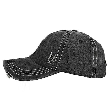 Vintage Washed Distressed Baseball Cap Adjustable Trendy Trucker Hats Unstructured Canvas Dad Hat for Mens Womens Black