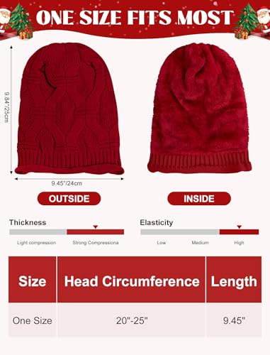Senker Fashion 2 Pack Winter Beanie Hats for Women, Womens Slouchy Beanies - color: Burgundy Black