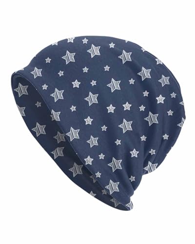 Unisex Stretch Knit Beanie Hat - color: Striped Stars