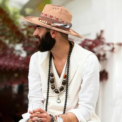 Wide Brim Fedora Hat for Men Women Retro Western Felt Hats - color: Khaik