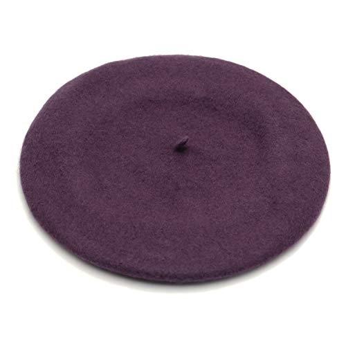 Wheebo Wool Beret Hat,Solid Color French Style Winter Warm Cap for Women Girls Lady - color: Taro Purple
