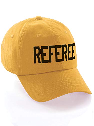 Classic Referee Hat Premium Cotton Low Profile Unstructured Adjustable Strapback - color: Gold Black
