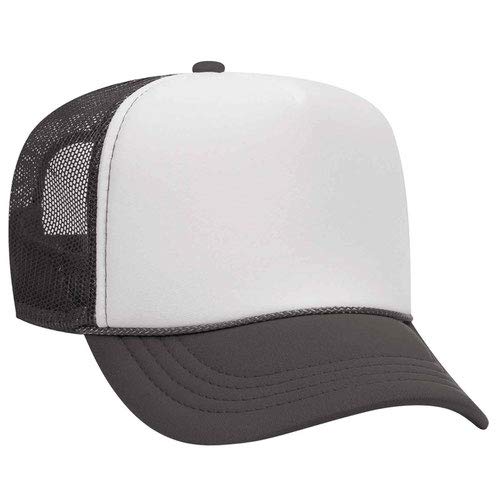 Ashen Fane Kids' Polyester Foam Front 5 Panel High Crown Mesh Back Trucker Hat - color: Chg/Wht/Chg