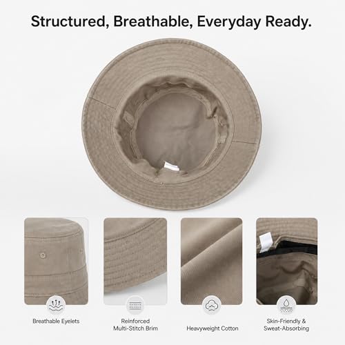 Cotton Bucket Hat Packable Beach Sun Hat for Women Men - color: Black+white+khaki