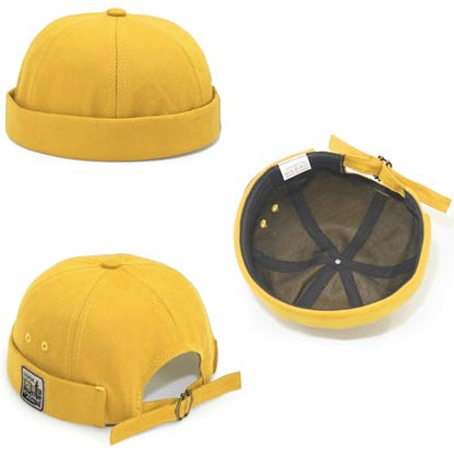 Glamorstar Dome Brimless Hats for Women Men Sailor Docker Beanie Cap Hip Hop Hats - color: Yellow D