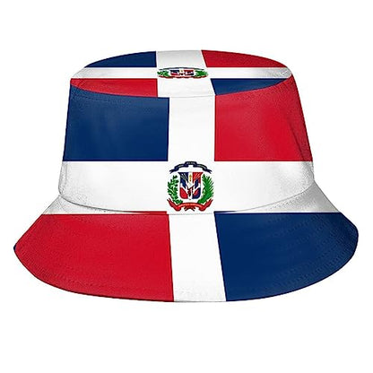 Cute Funny Flag Bucket Hat Packable Fashion Sun Cap Outdoor Flag Fisherman Hat for Women Men Boys Girls - color: Dominican Flag/S010
