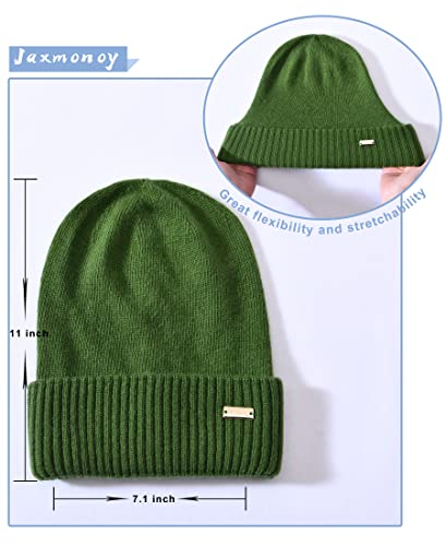 jaxmonoy Slouchy Beanies for Women Winter Lightweight Ladies Knit Hat Cuffed Soft Warm Slouch Beanie Cap - Brown - color: Green