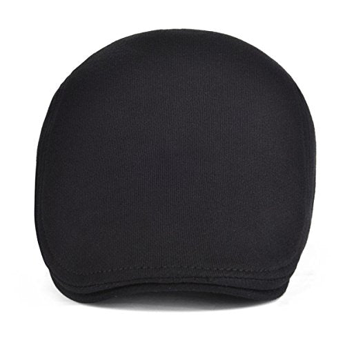 VOBOOM Men's Cotton Flat Ivy Gatsby Newsboy Driving Hat Cap - color: Black