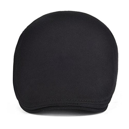VOBOOM Men's Cotton Flat Ivy Gatsby Newsboy Driving Hat Cap - color: Black