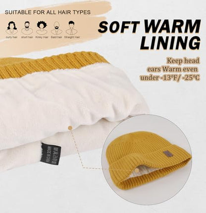 Wmcaps Winter Beanie for Men Women Fleece Lined Hat Warm Cuffed - color: Golden Yellow