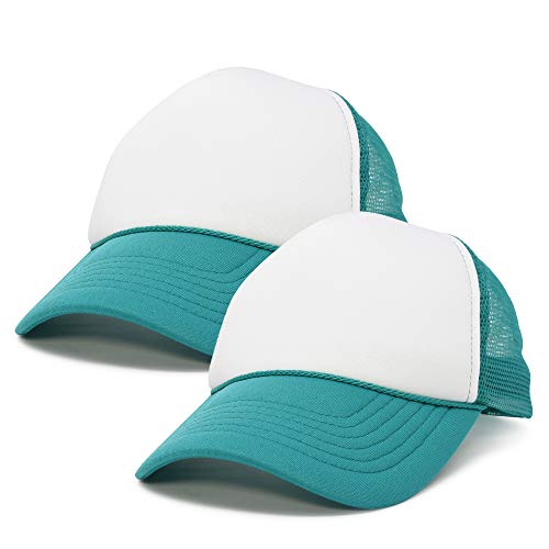 DALIX Two Tone Blank Trucker Hats Caps (2 for 1) - color: Teal/White