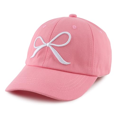 Zsedrut Girls Glitter Baseball Cap Kids Adjustable Ponytail Hat Toddler Summer Mesh Trucker Hats - color: Bow Style-rosered