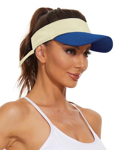 Century Star Visors for Women Mens Sun Visor Hats Sports Outdoor Tennis Running Adjustable Beach Cap Sun Protection - color: Z White-blue
