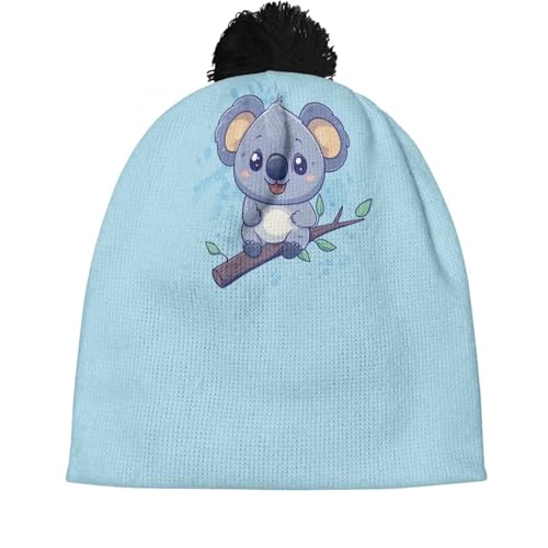 Girls Boys Winter Warm Knit Beanie Pompom Elasticity Slouchy Hat Skull Caps for Childrens - color: Cute Koala