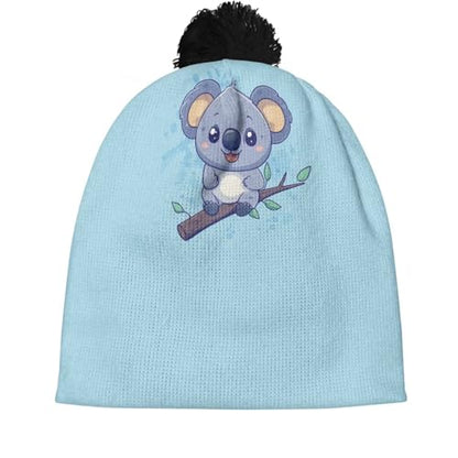 Girls Boys Winter Warm Knit Beanie Pompom Elasticity Slouchy Hat Skull Caps for Childrens - color: Cute Koala