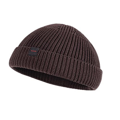 Fisherman Beanie Hats for Men Women,Knit Trawler Skull Cap,Watch Cap,Spring Fall Winter Warm Short Hats - color: (Cotton)-brown-m