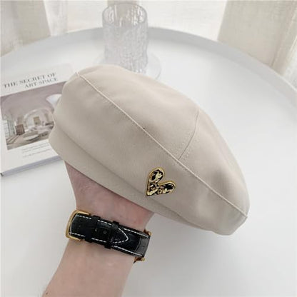 CHIC DIARY French Cotton Beret Hat for Women Adjustable Winter Beret Cap - color: Beige - One Size