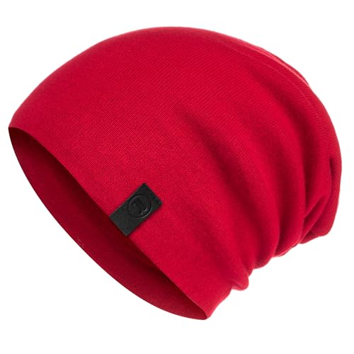 Warm Slouchy Beanie Hat - Deliciously Soft Daily Beanie in Fine Knit - color: Red - 1