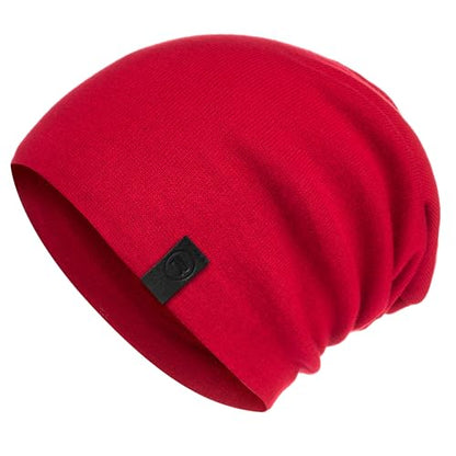 Warm Slouchy Beanie Hat - Deliciously Soft Daily Beanie in Fine Knit - color: Red - 1