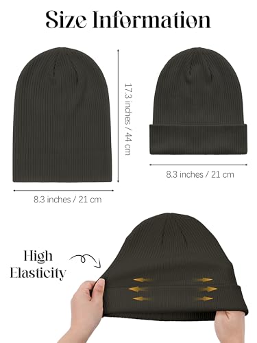 2 Packs Unisex Cotton Beanie Hats Winter Soft Warm Slouchy Knit Beanies Cuffed Skull Cap for Men Women - color: Black, Dark Gray