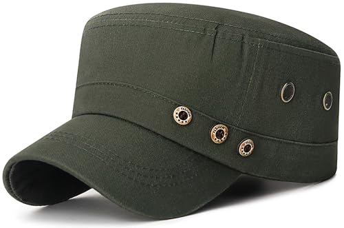 Men's Military Cadet Hat Flat Top Newsboy Cap - color: A - Green
