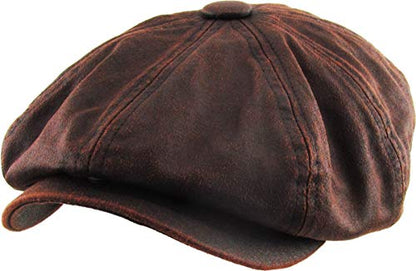 KBETHOS Leather Ascot Made in USA Ivy Collection Classic Newsboy Caps - color: (E) Pu Leather - Copper, size: Small-Medium