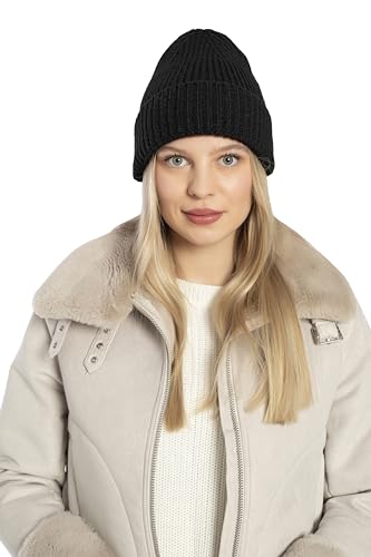 Seamless Beanie Cap, Acrylic Unisex Winter Beanie - color: Black