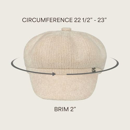 C.C Knitted Newsboy Cap for Women – Soft Knit Hat with Adjustable Velcro, Lightweight Warm Winter Style - color: Knitted-beige