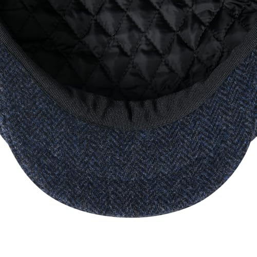 FEINION Men 8 Panel Herringbone Wool Newsboy Cap - color: Herringbone Navy, size: 7 1/8