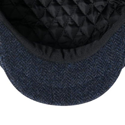 FEINION Men 8 Panel Herringbone Wool Newsboy Cap - color: Herringbone Navy, size: 7 1/8