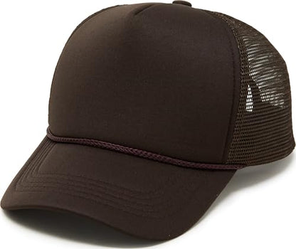 Funky Junque Blank Mesh Foam Lightweight Snapback Trucker Hat - color: Brown