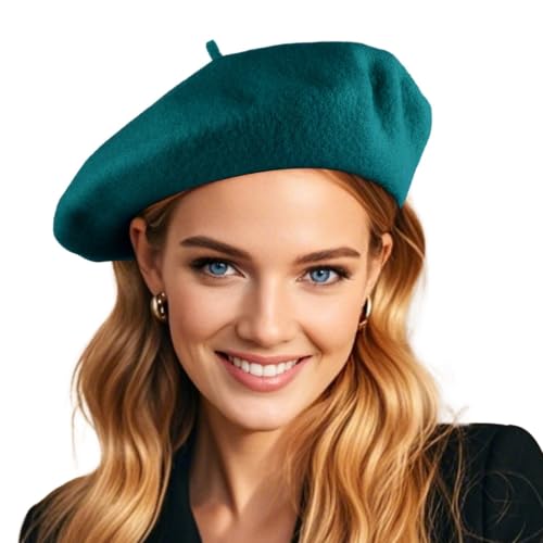 French Wool Beret Hats for Women Man - color: Cyan