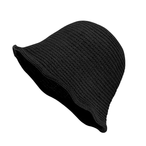 Eigso Womens Mesh Woven Bucket Hats Summer Outdoor Beach Straw Bucket Hat for Woman Packable Beach Hat - color: B3 : Black