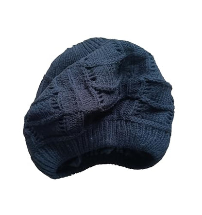 Women's Satin Lined Knitted Beret Ladies Winter Autumn Warm and Soft Beanie Hat Solid Color