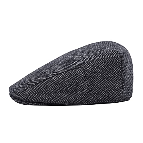 STARANCE Men Wool Blend Newsboy Cap Flat Hat - color: Herringbone Gray, size: 7 1/2