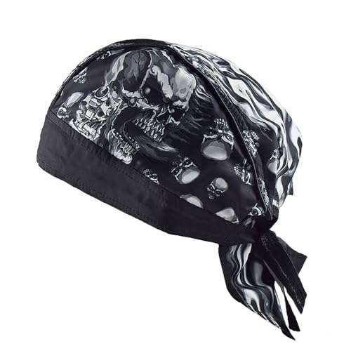 Motorcycle Helmet Balaclava Retro Men Summer Motorbike Skull Caps Sports Head Wrap Headband Running Cycling Bandana Hat - color: White